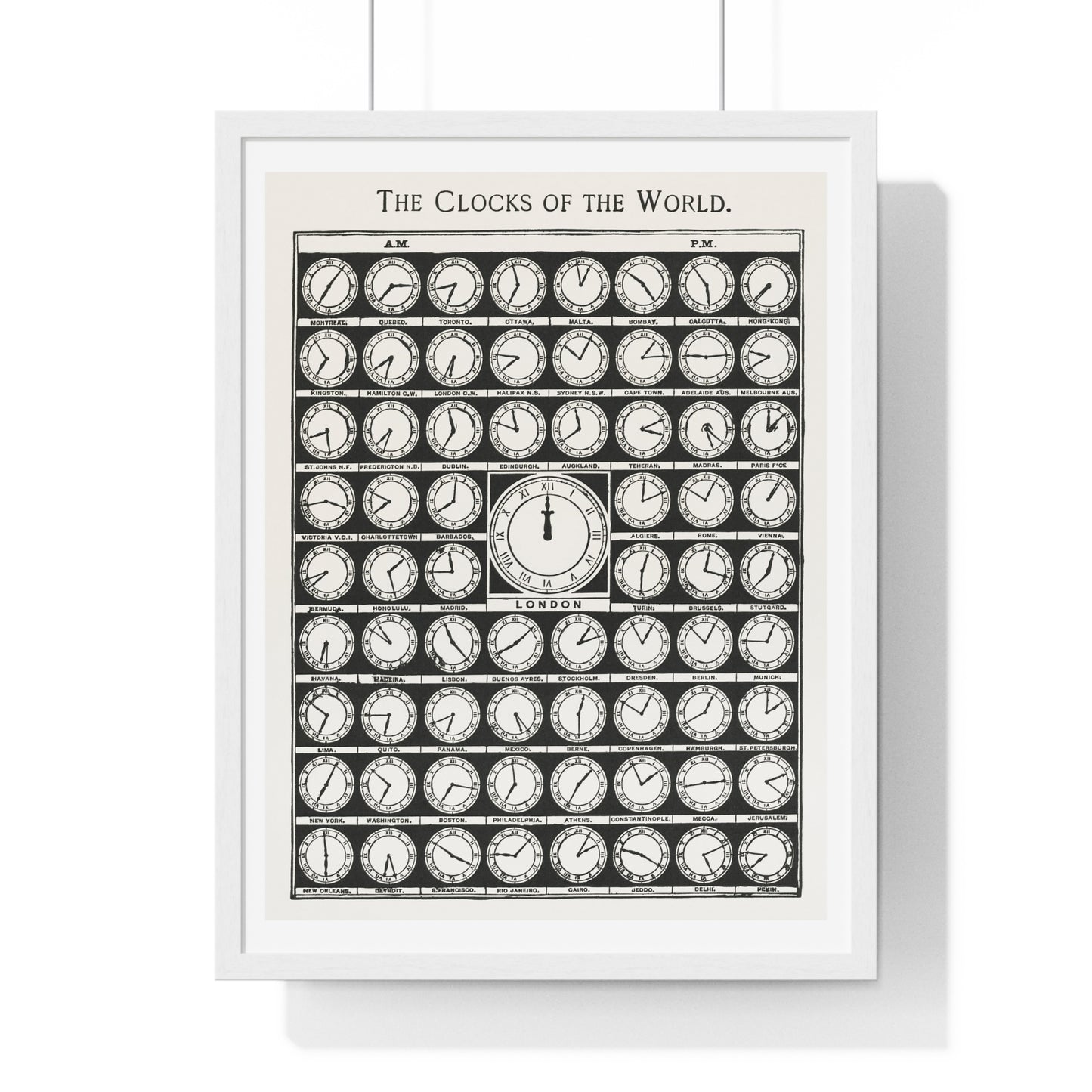 The Clocks of the World (1910) Vintage Illustration, from the Original, Framed Art Print