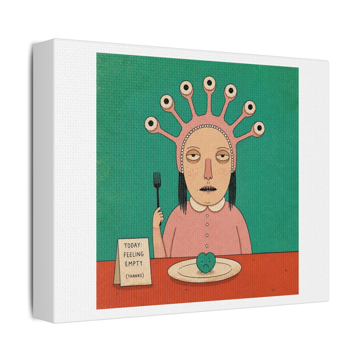 Today Feeling Empty, Cartoon Art Print on Canvas