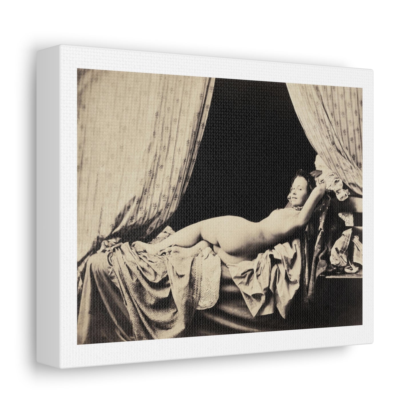 Female Nude (1865) Black & White Photography by Félix-Jacques Moulin, Art Print from the Original, on Canvas