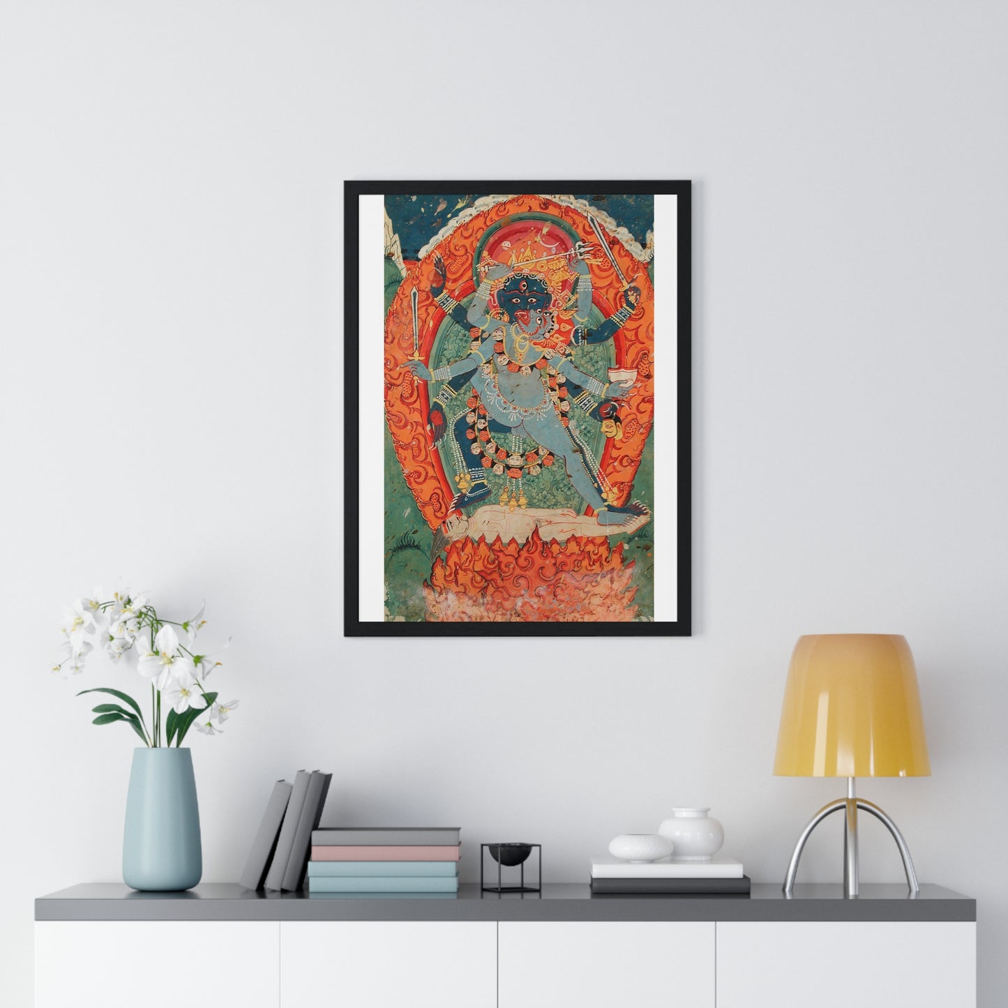 The Hindu Goddess Kali and God Bhairava in Union (18th Century) from the Original, Framed Art Print