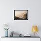 Golden Hour Coastal Mist and Cliffs, Landscape Art Framed Print