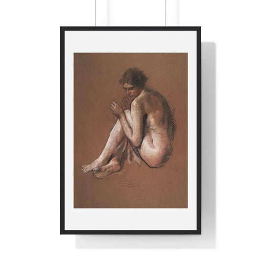 Seated Nude Female Figure by Edwin Austin Abbey from the Original, Framed Art Print