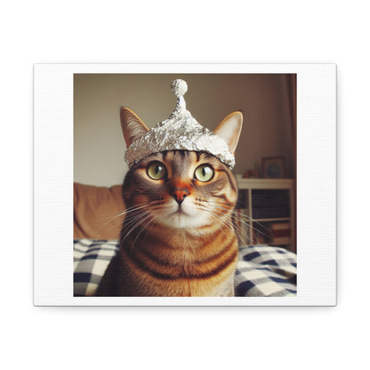 Protect Your Pet from Mind Control Rays and Evil Feline Geniuses 'Designed by AI' Art Print on Canvas