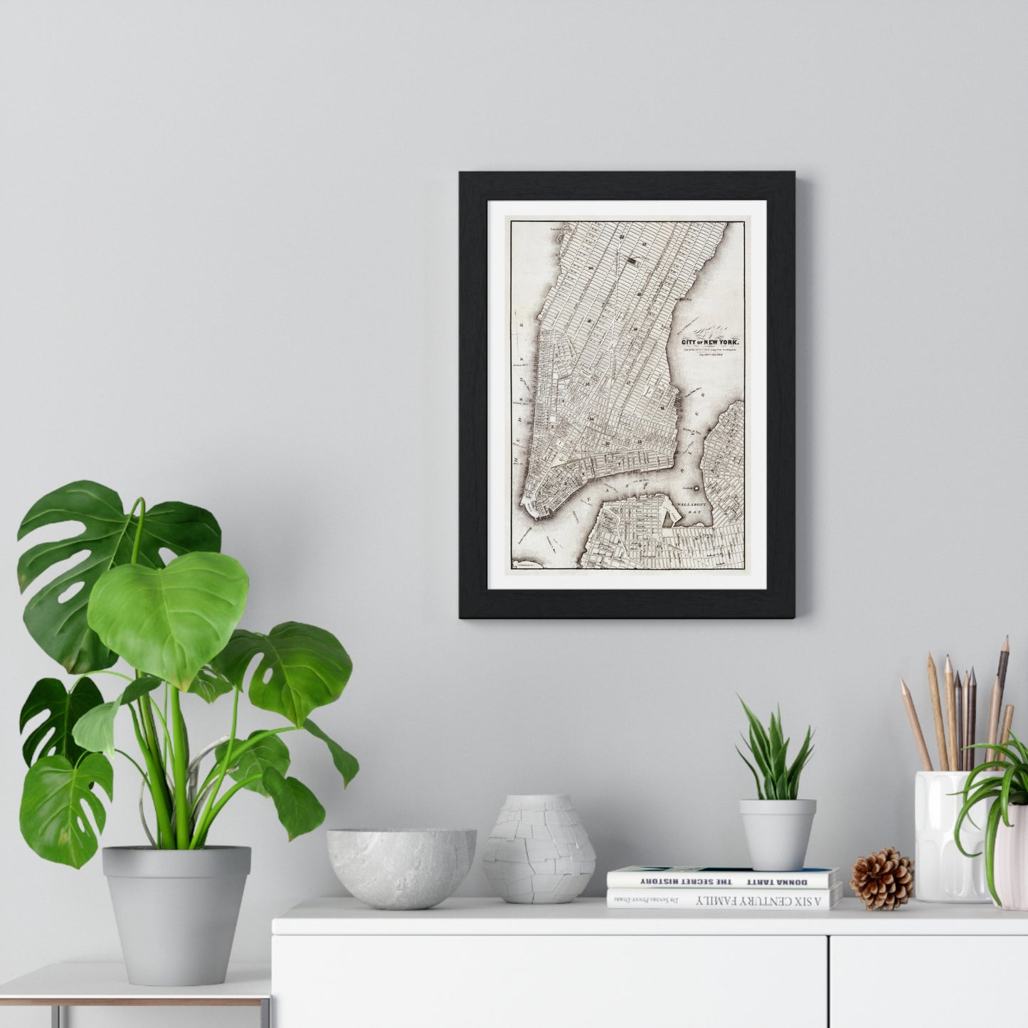 Map of the City of New York (circa 1850) from the Original, Framed Art Print