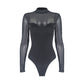 Black Slim-Fit Base Wear Voile Sheer Jumpsuit