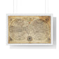 Antique Textile World Map Sampler (1790s) from the Original, Framed Print