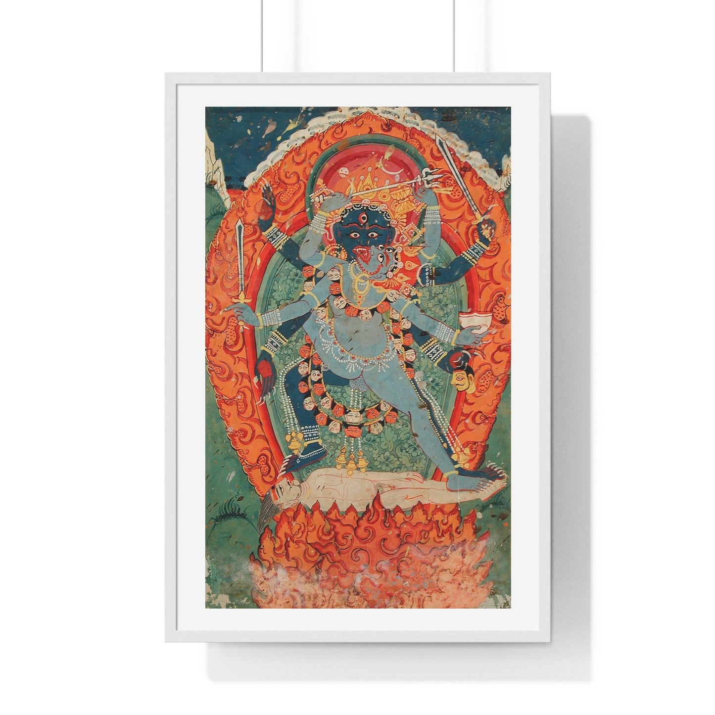 The Hindu Goddess Kali and God Bhairava in Union (18th Century) from the Original, Framed Art Print