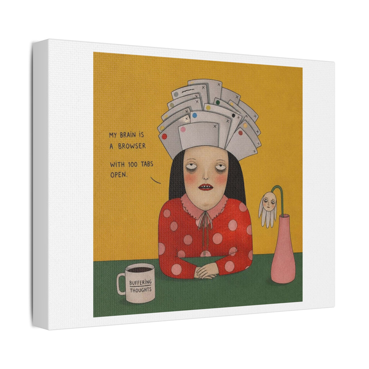 Buffering Thoughts, Cartoon Art Print on Canvas