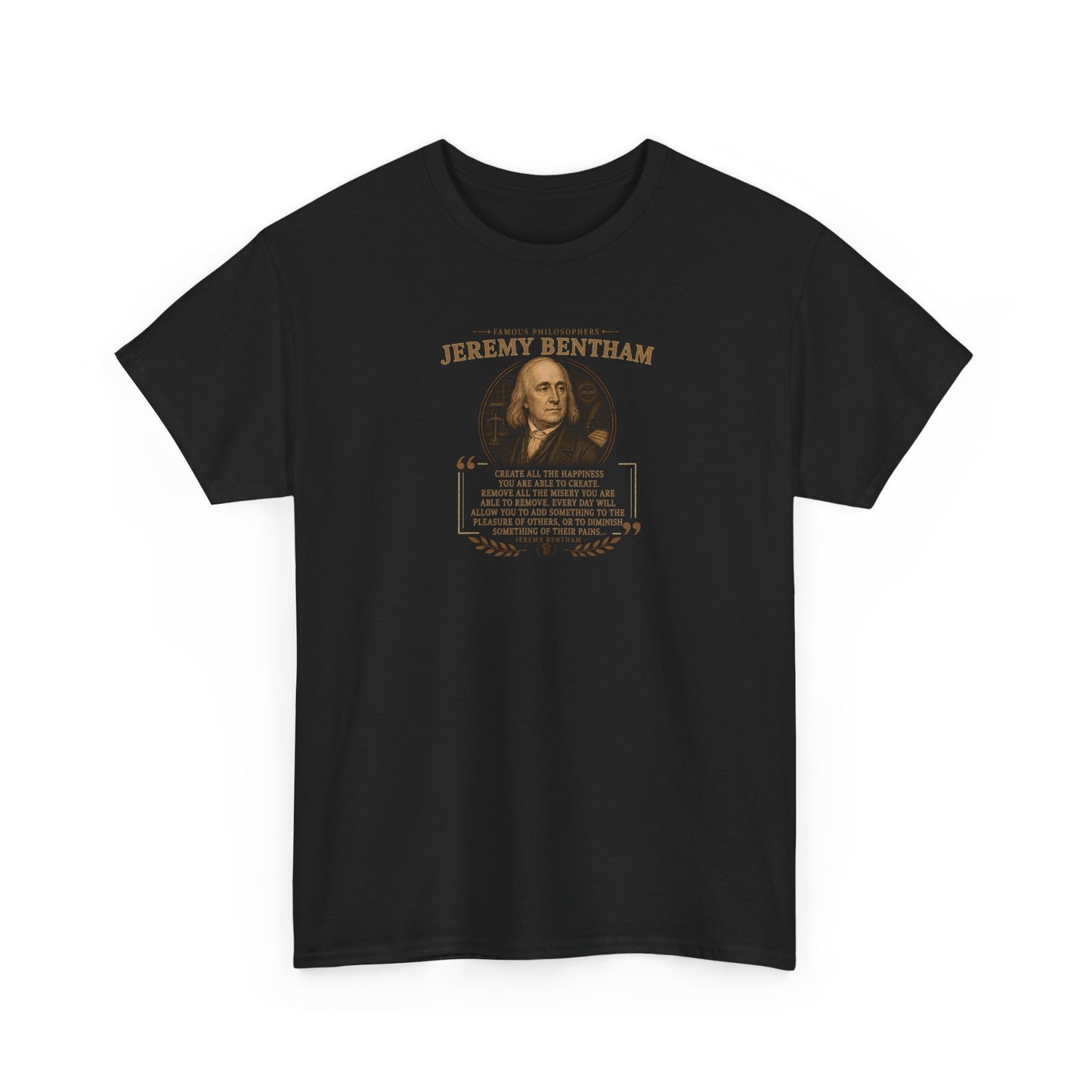 Jeremy Bentham on Utility and Happiness, Philosophy Tribute T-Shirt
