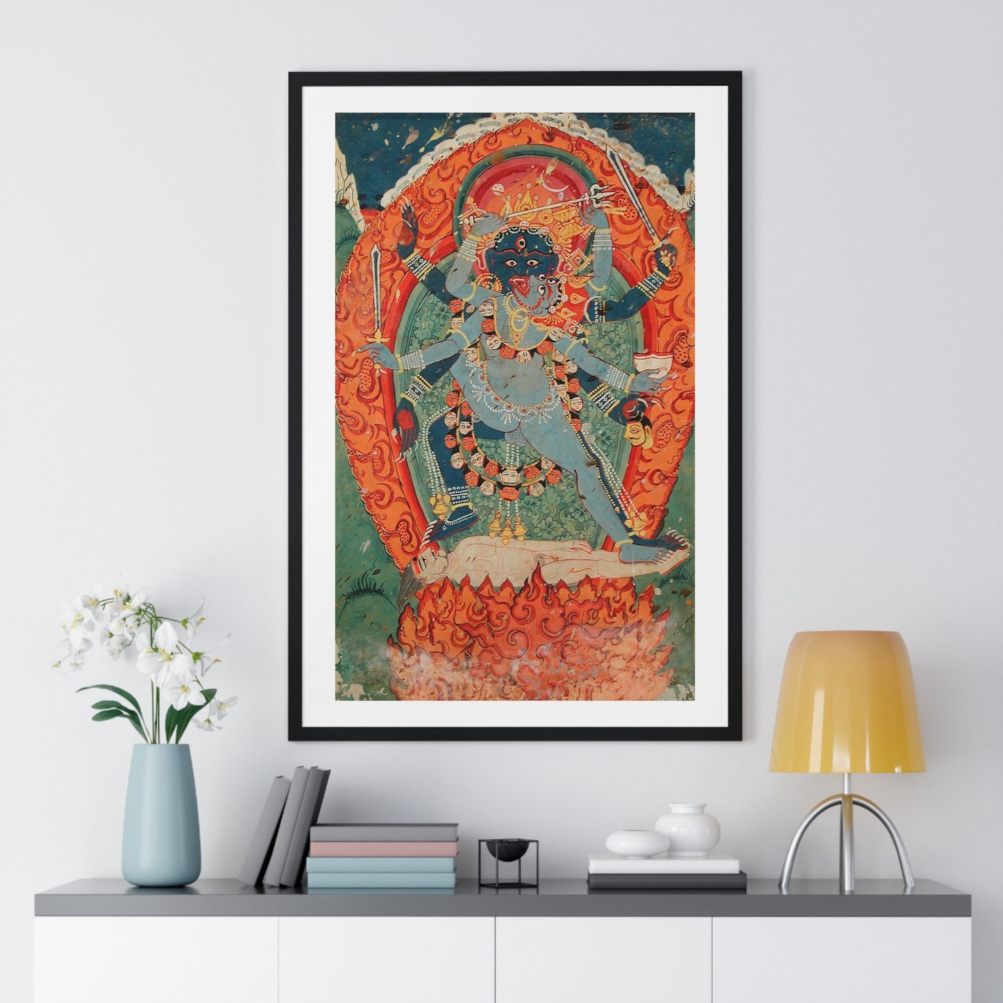 The Hindu Goddess Kali and God Bhairava in Union (18th Century) from the Original, Framed Art Print