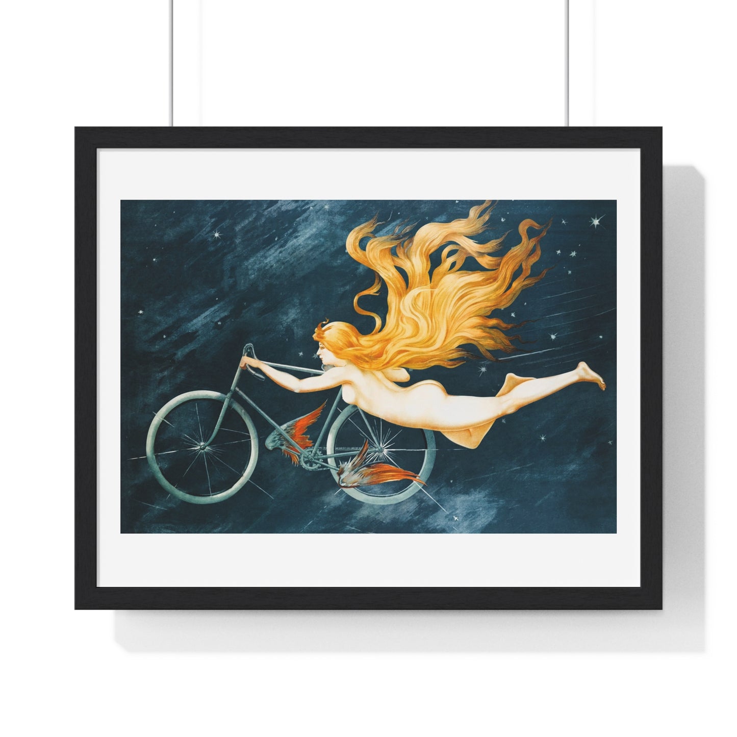 With Pedal Power My Bike Takes Flight into the Boundless Light! III 'Designed by AI' Framed Art Print