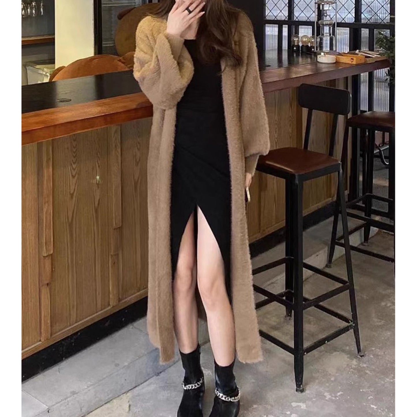 Luxurious Soft Long Cardigan Coat, Trendy Leisure Warm Office Wear