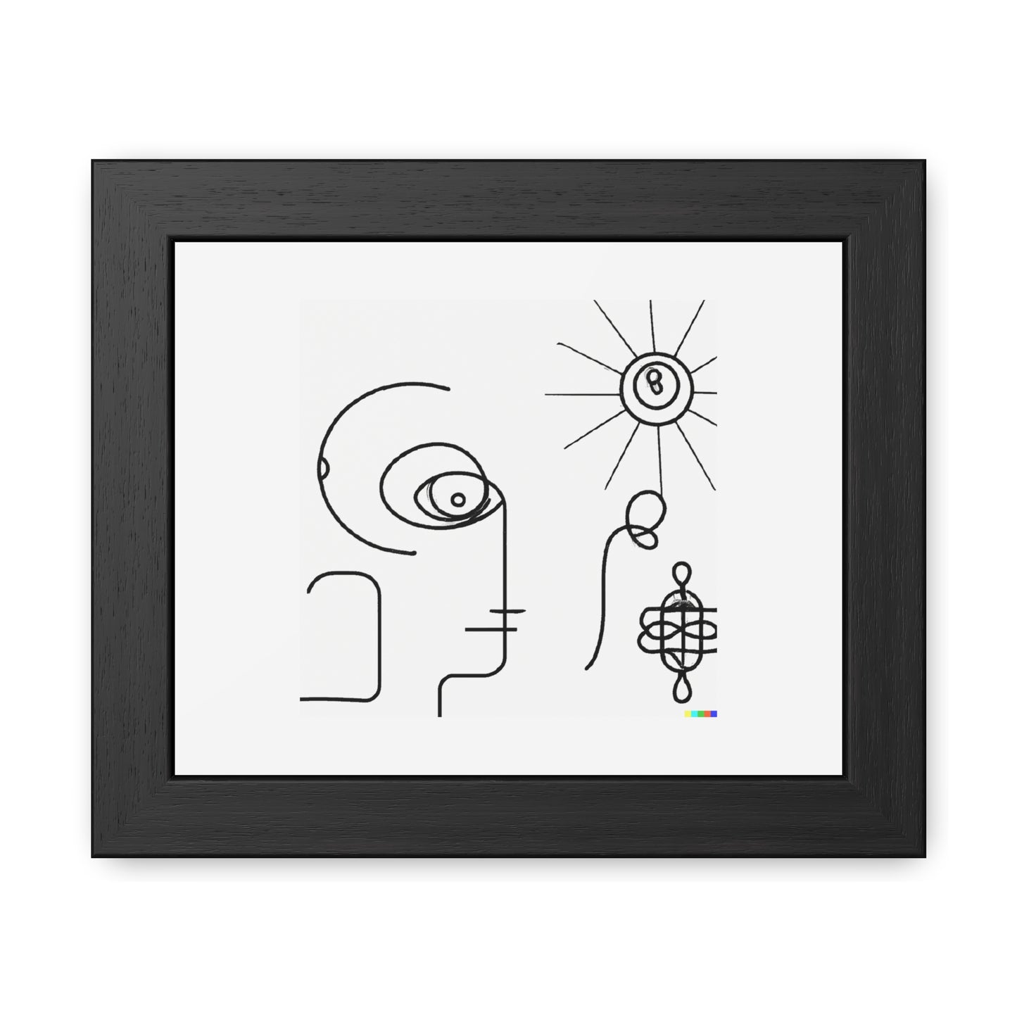 Consciousness In The Matrix Line Art 'Designed by AI' Wooden Framed Print