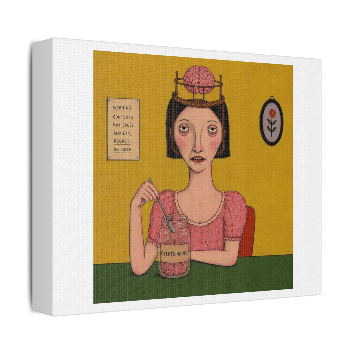 Over Thinking, Cartoon Art Print on Canvas