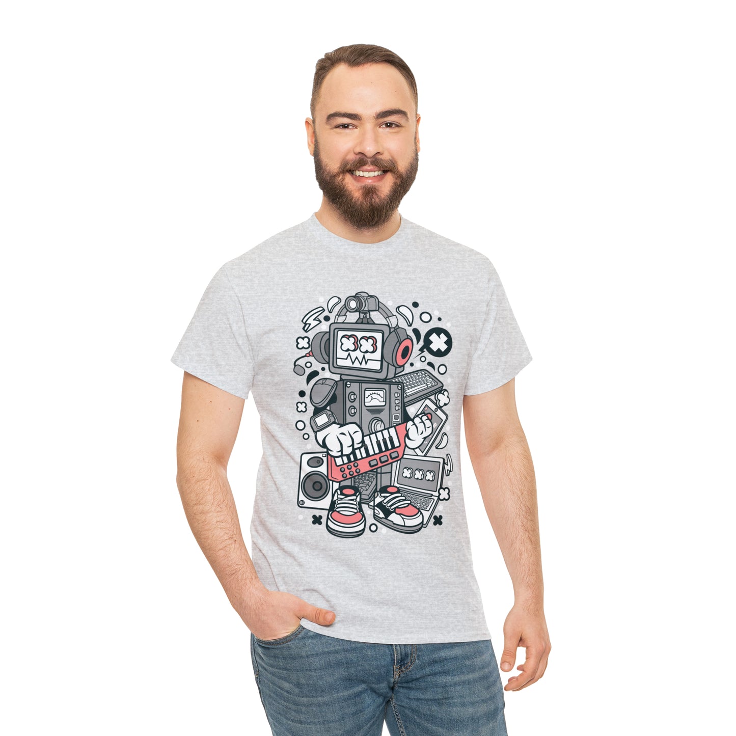 Robot Music Machine Cartoon T-Shirt