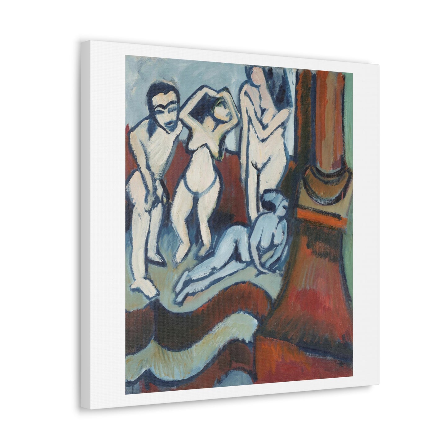 Four Wooden Sculptures (1912) by Ernst Ludwig Kirchner, Art Print from the Original on Canvas