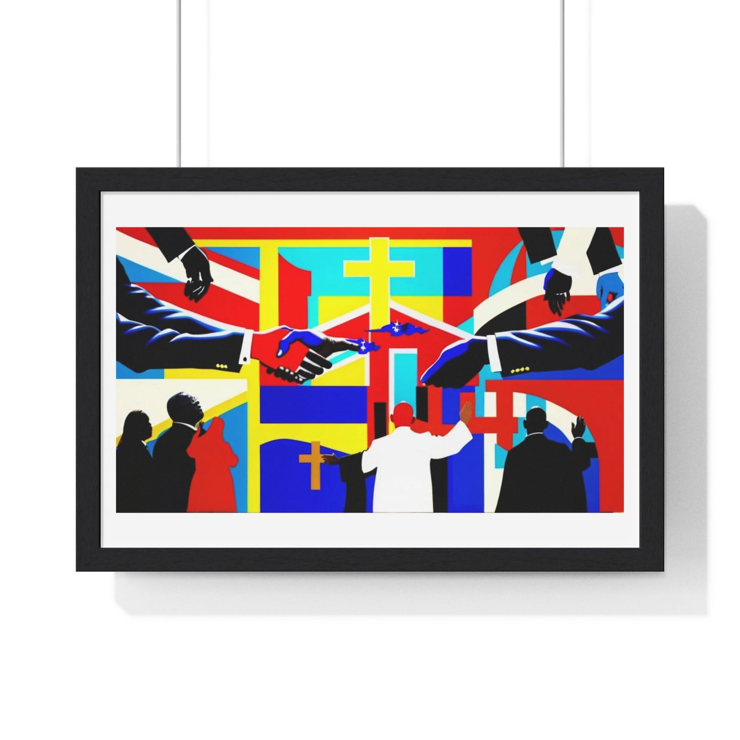 Emancipating Power: Politics and Religion Cartoon Art 'Designed by AI' Framed Art Print