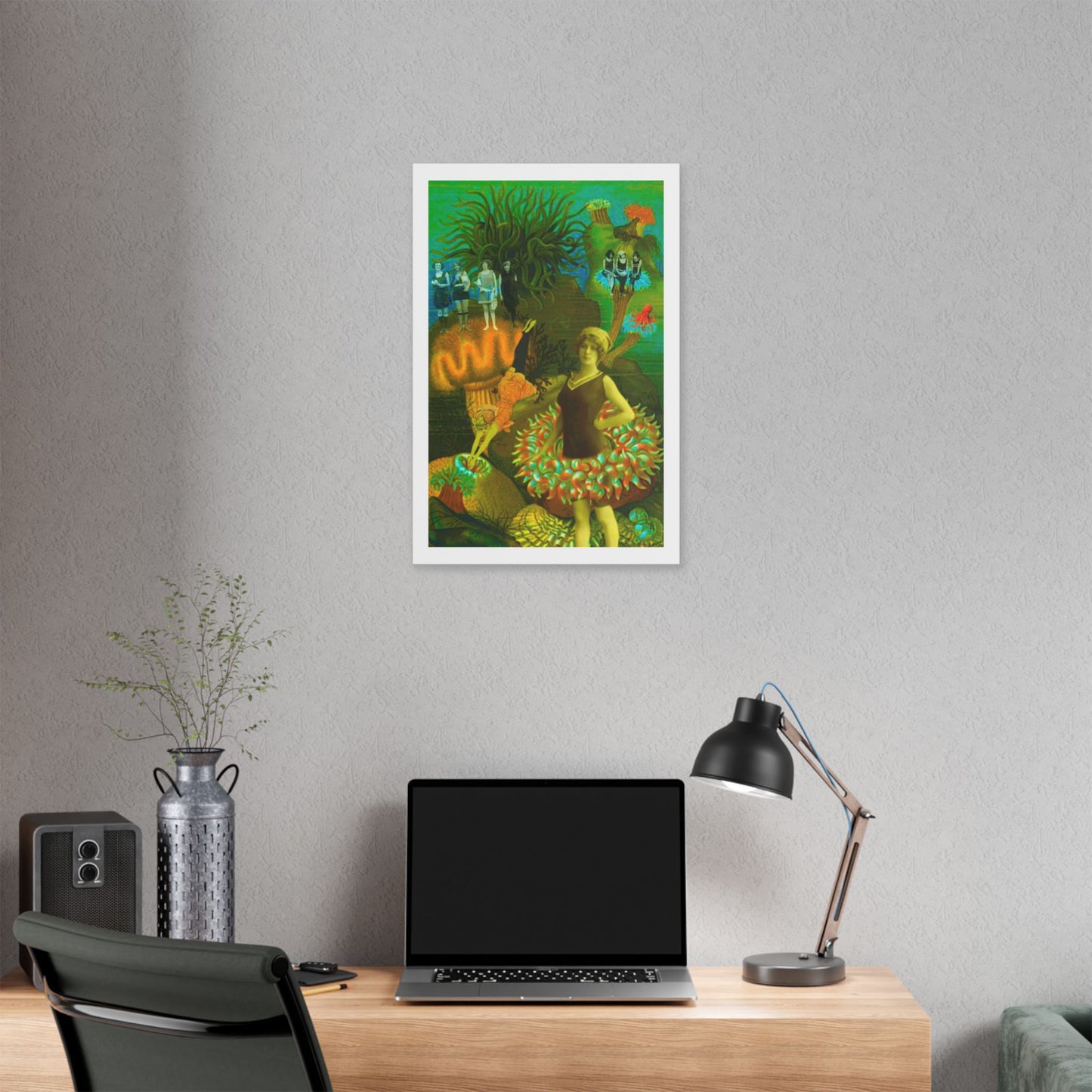 Deep Sea Divers, Surrealist Art, Digital Collage 'Designed by AI' Canvas Art Print