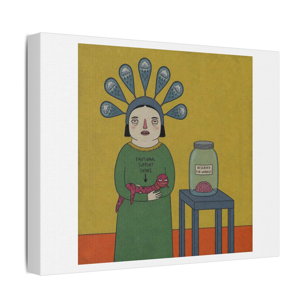 Reserved for Worries, Cartoon Art Print on Canvas