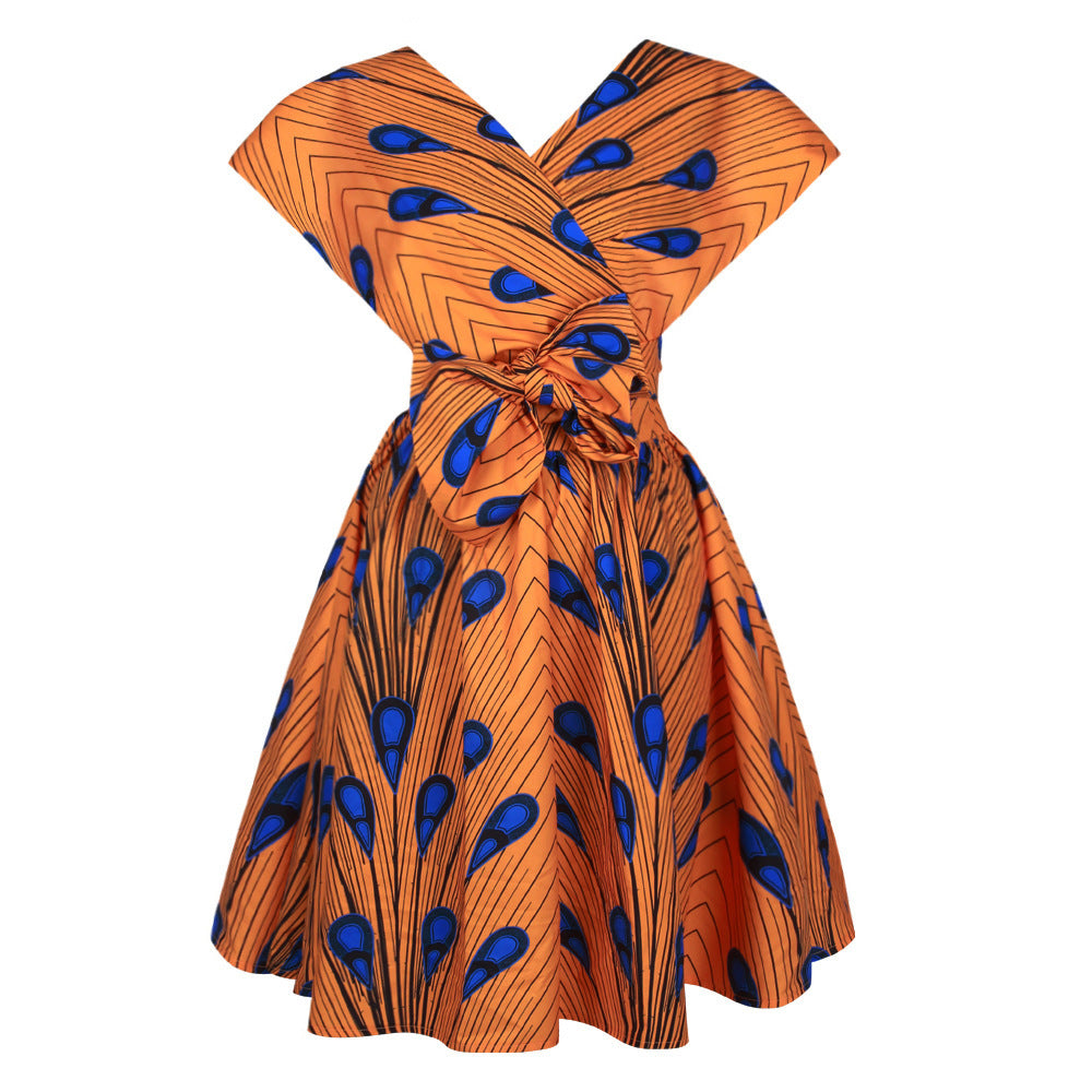 African Print Halter Dress, Pleated Skirt