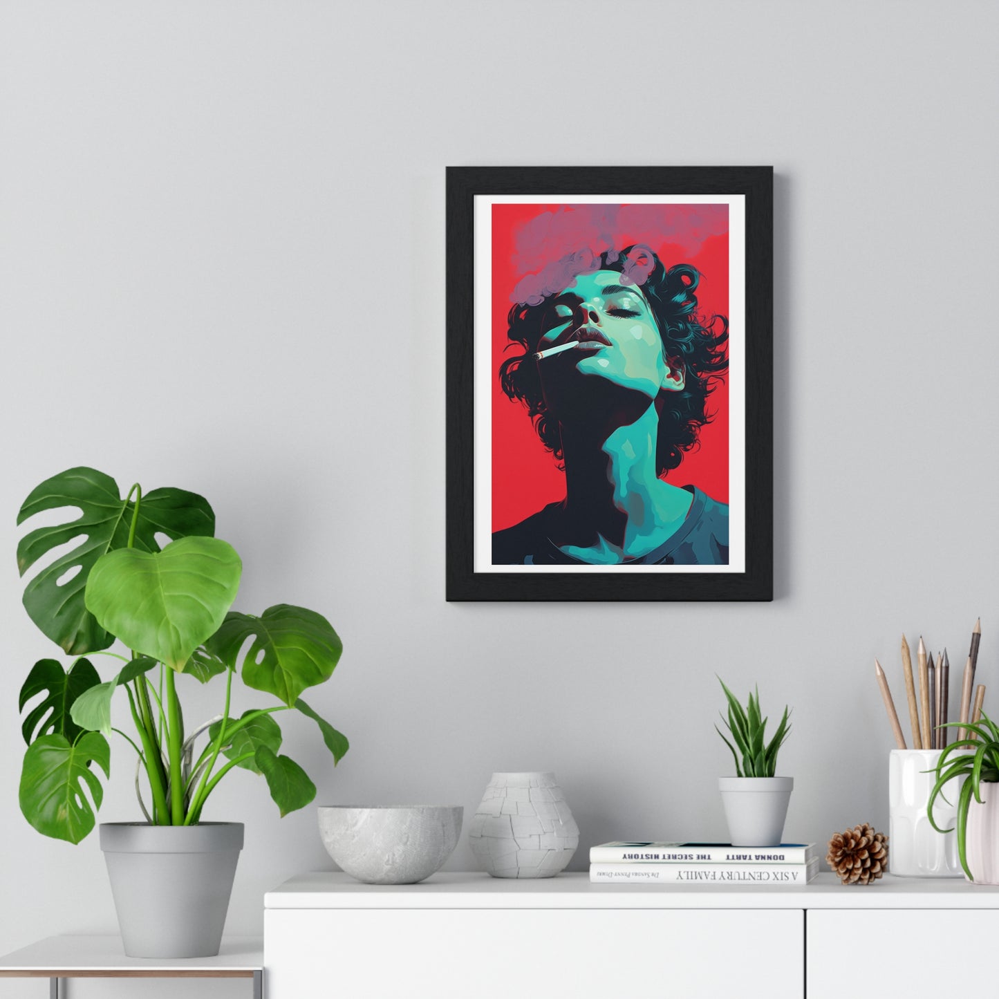 Teenager Art Portrait 'Designed by AI' Wooden Framed Print