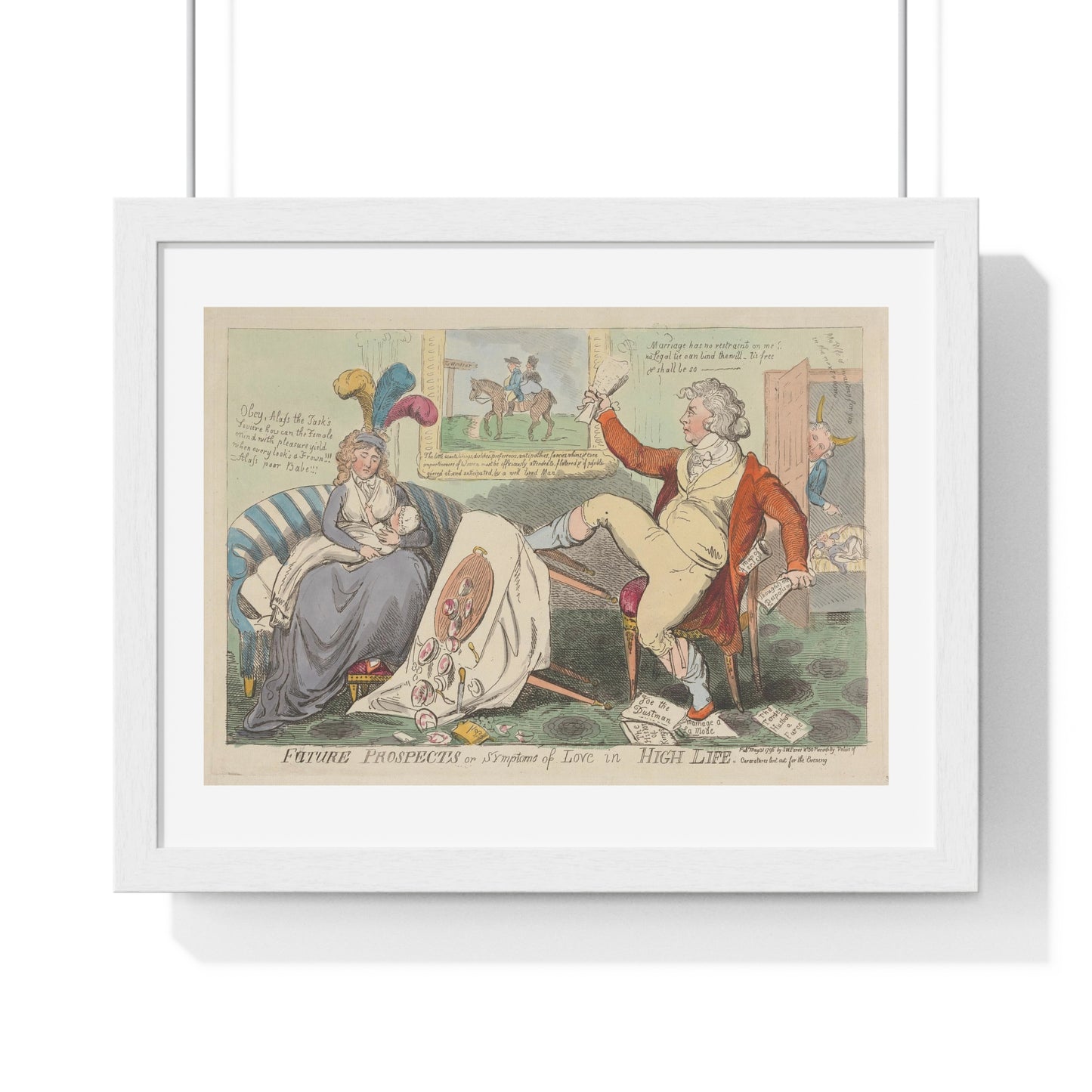 Symptoms of Love in High Life (1796) by Isaac Cruikshank, from the Original, Framed Art Print