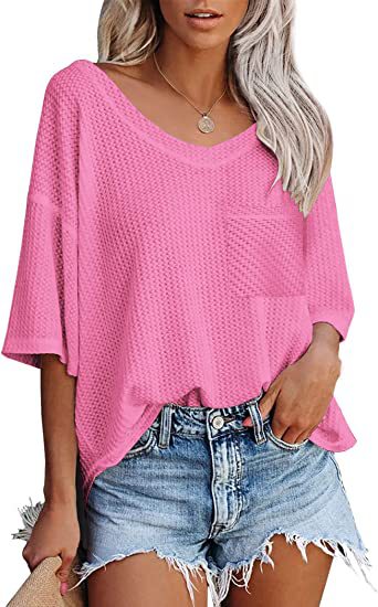 Vireous Textured V-Neck Women's Top With Patch Pocket