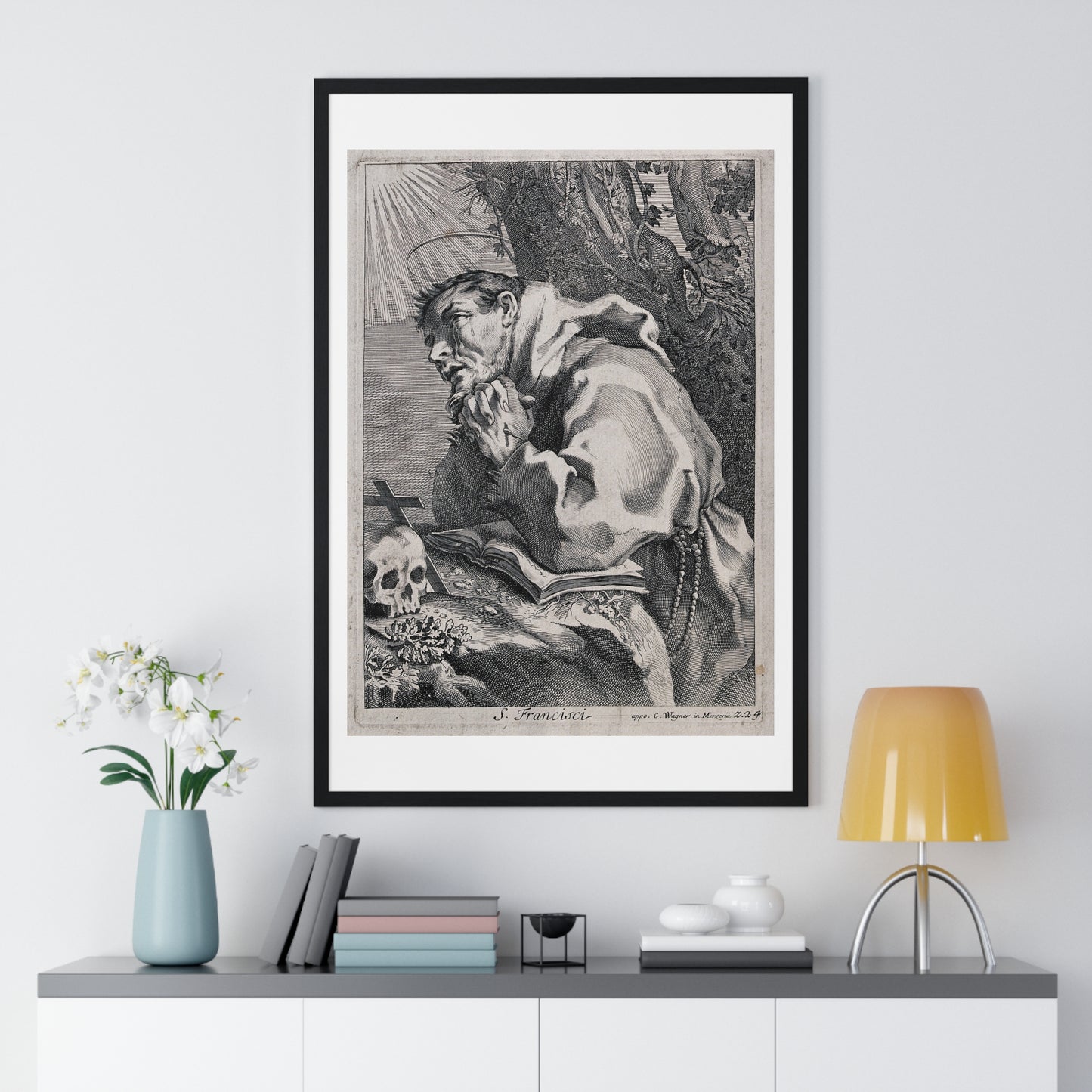 Saint Francis of Assisi in Ecstasy, from the Original Etching, Framed Art Print