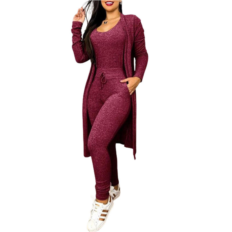 Vireous Casual Women's Jumpsuit Set with High-Waist Drawstring Pants