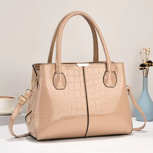 Women's Classic Crocodile Tote and Shoulder Bag, Multicolours