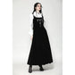 Dark in Love Lux Black Velvet Horn Embroidery Maxi Dress