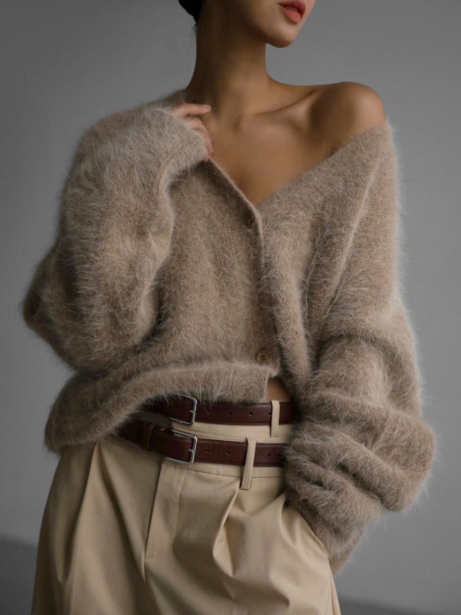 Vireous Loose Button Cardigan, Women's Fashion Soft Knit Sweater