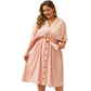 Vireous Full Sleeve V Neckline Plus Size Dress