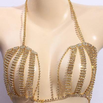 Rhinestone Bra, Sparkling Vest Top, Stage Show Sexy Wear