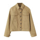 Vireous Polo Collar Camel Denim Jacket and Trousers Suit