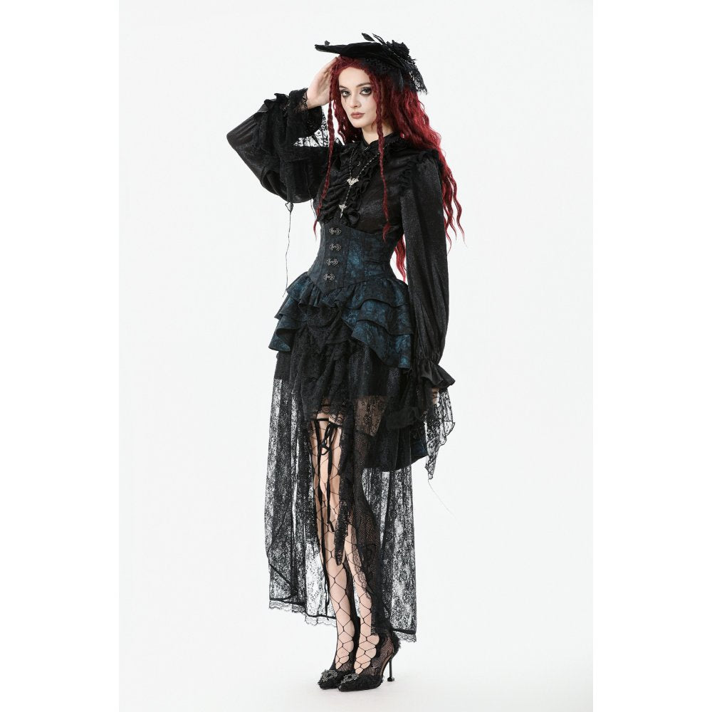 Dark in Love Sabina High-Low Sheer Lace Skirt in Black
