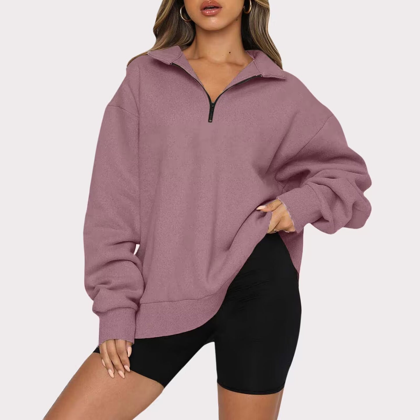 Vireous Turndown Collar Women's Sweatshirt Many Block Colours