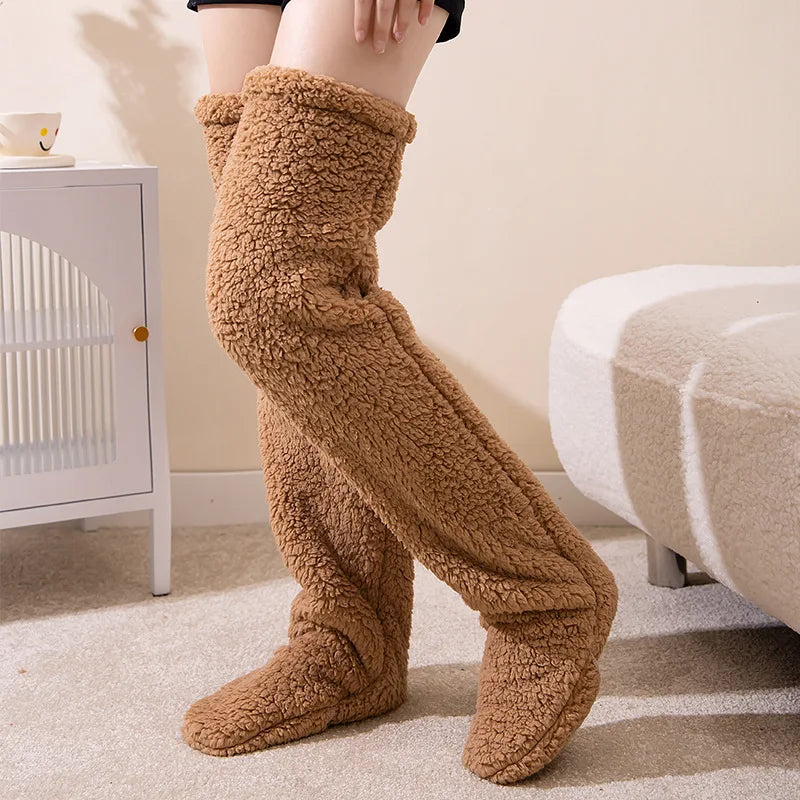 Winter Thigh-High Plush Socks, Multi Colours