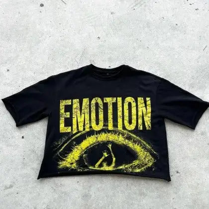 Women's Cropped Mixed Emotion Graphic T-Shirt