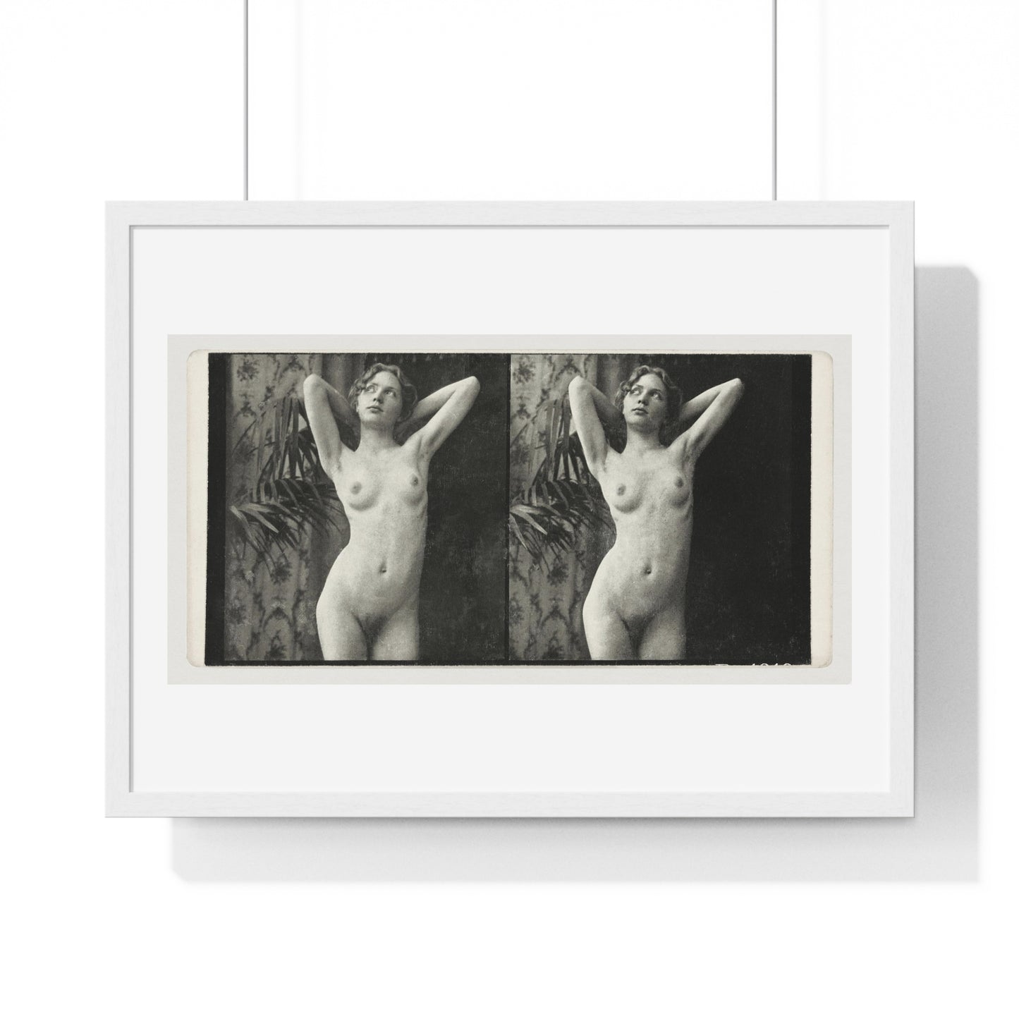 Portrait of a Naked Woman (1873–1910) Vintage Black & White Photography from the Original, Framed Art Print