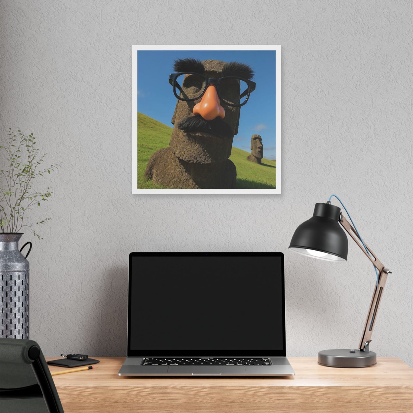 Moai Statues of Easter Island Seen on a Good Day II 'Designed by AI' Canvas Art Print