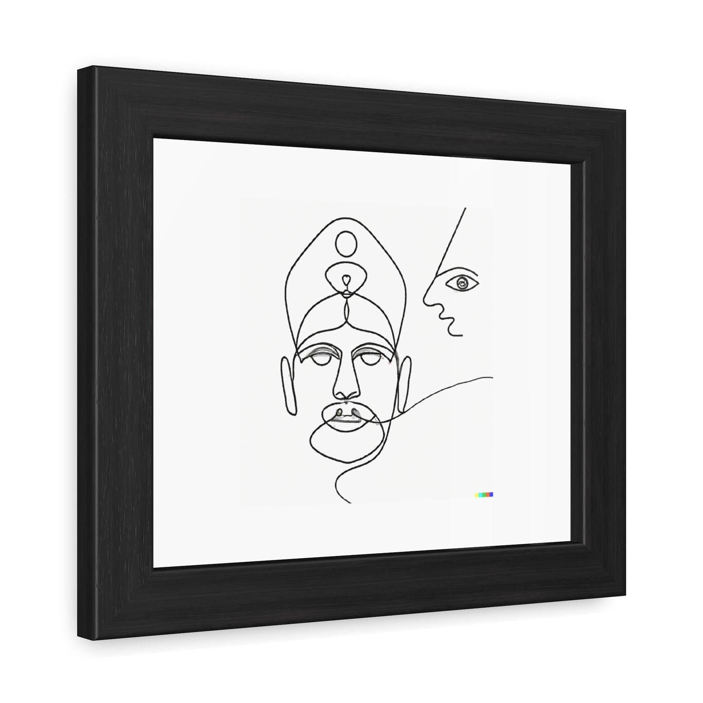 Consciousness In the Mind of God Line Art 'Designed by AI' Wooden Framed Print