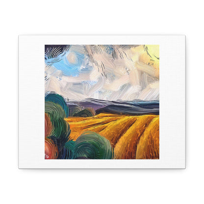 Sunny Landscape in the Van Gogh Style Art Print 'Designed by AI' on Satin Canvas