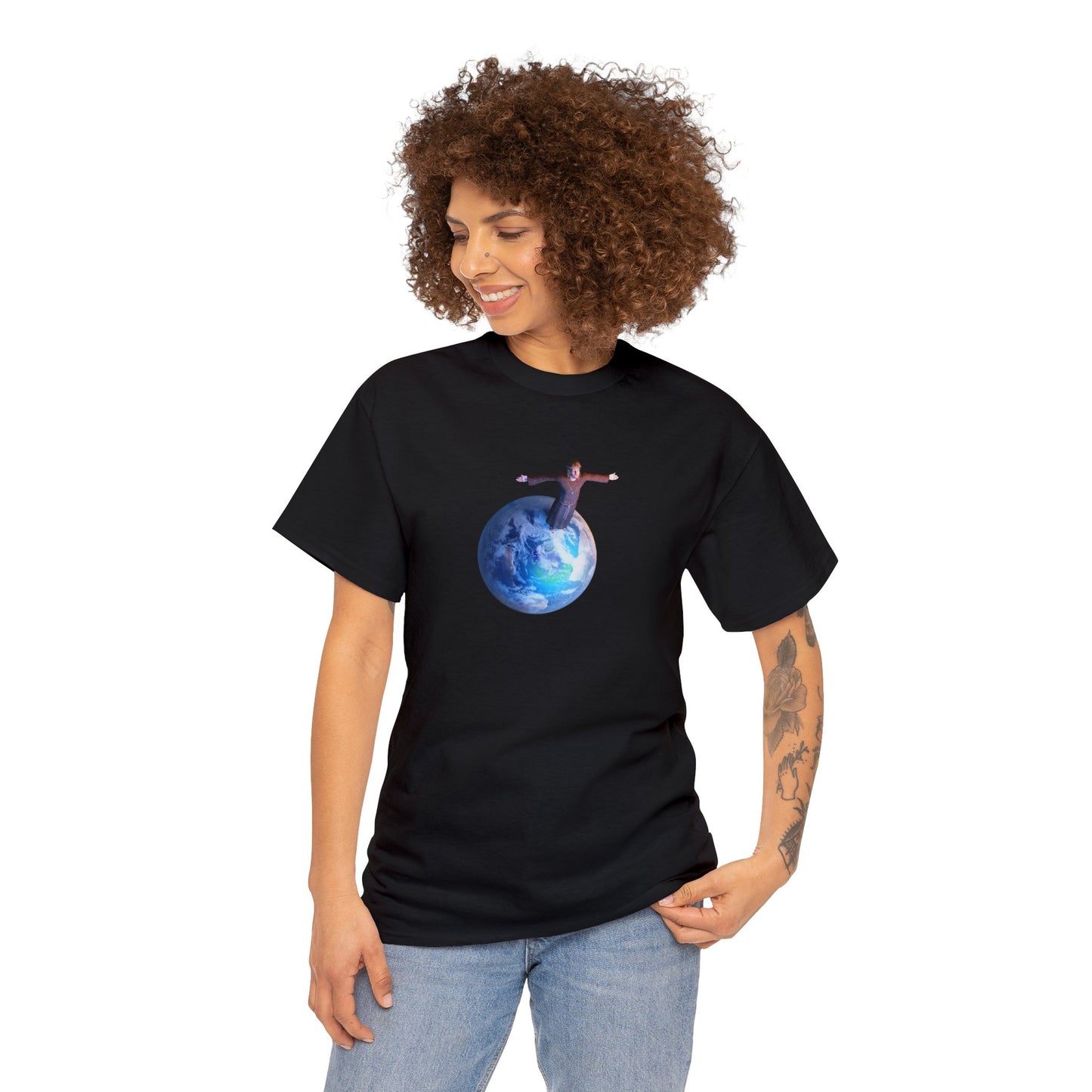 Jesus On Planet Earth Design Cotton T-Shirt