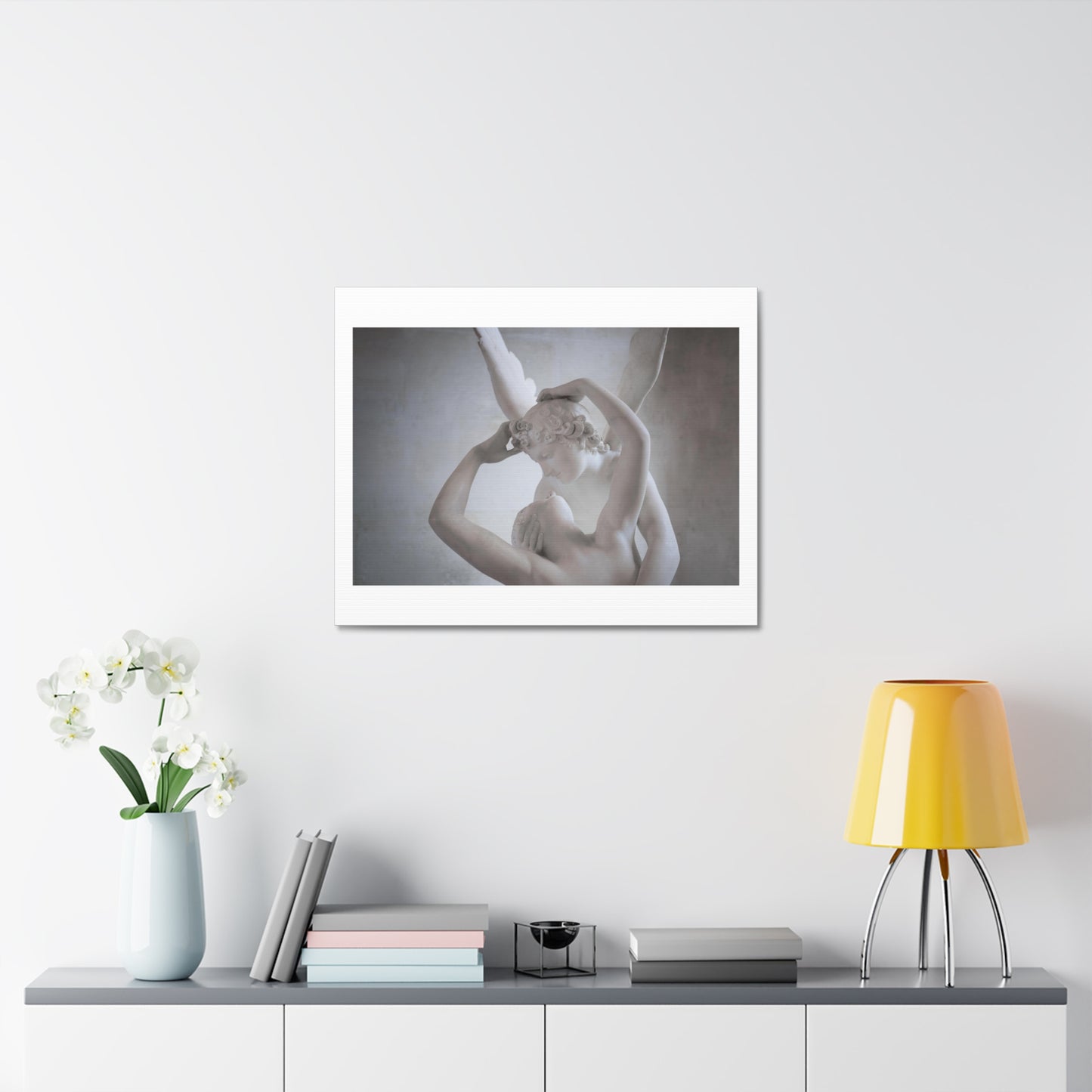 White Woman and White Winged Man, Art Print on Canvas