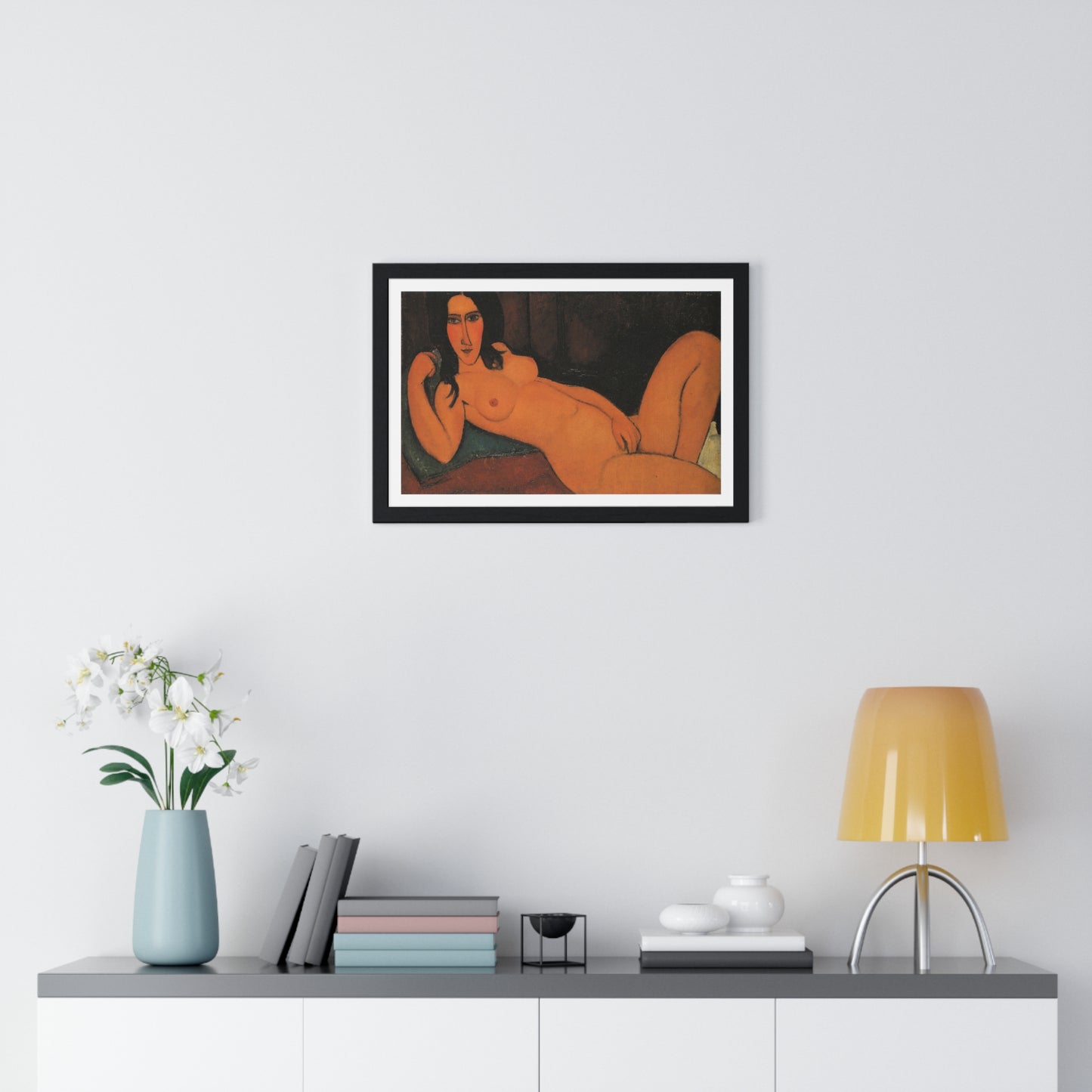 Reclining Nude with Loose Hair (1917) by Amedeo Modigliani, from the Original, Framed Art Print