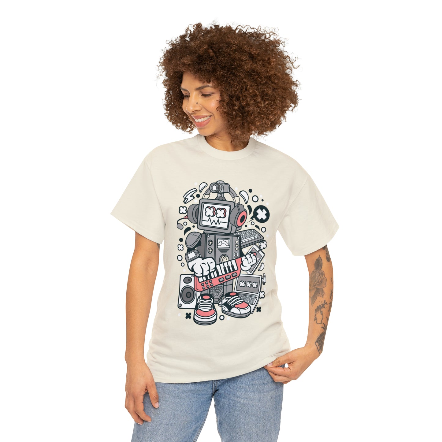 Robot Music Machine Cartoon T-Shirt