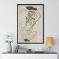 Squatting Woman (1914) by Egon Schiele from the Original, Framed Art Print