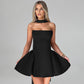 Vireous Tube Top Bandeau Mini Dress with Back Zipper, Party Dress