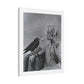 The Woman and the Raven, Retro Art Print on Satin Canvas, Stretched